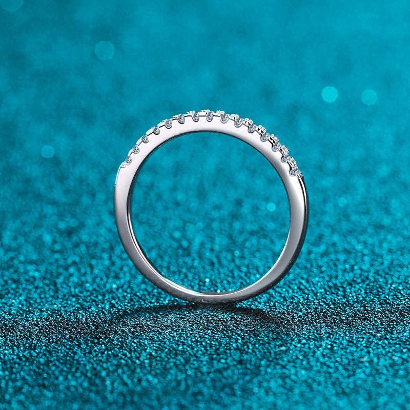 Moissanite Pave Engagement Band in 925 Sterling Silver