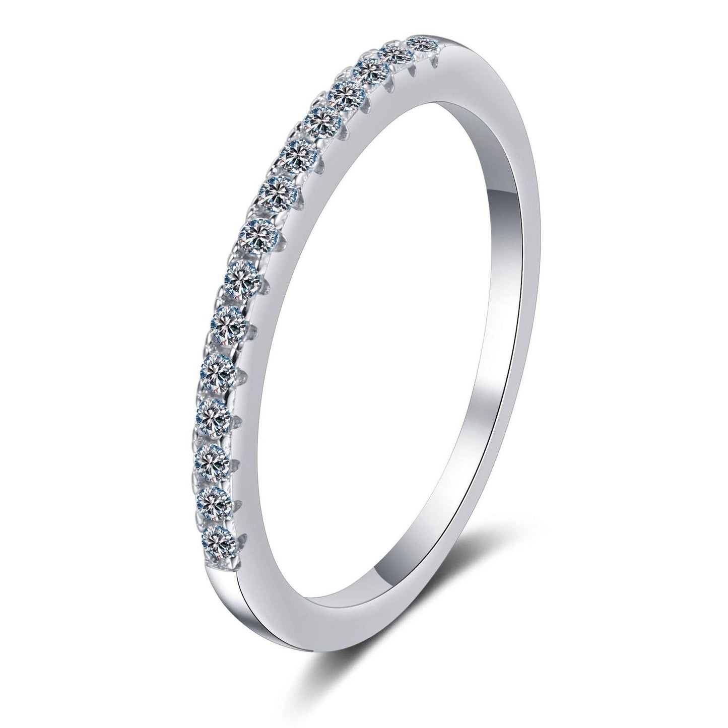 Moissanite Pave Engagement Band in 925 Sterling Silver