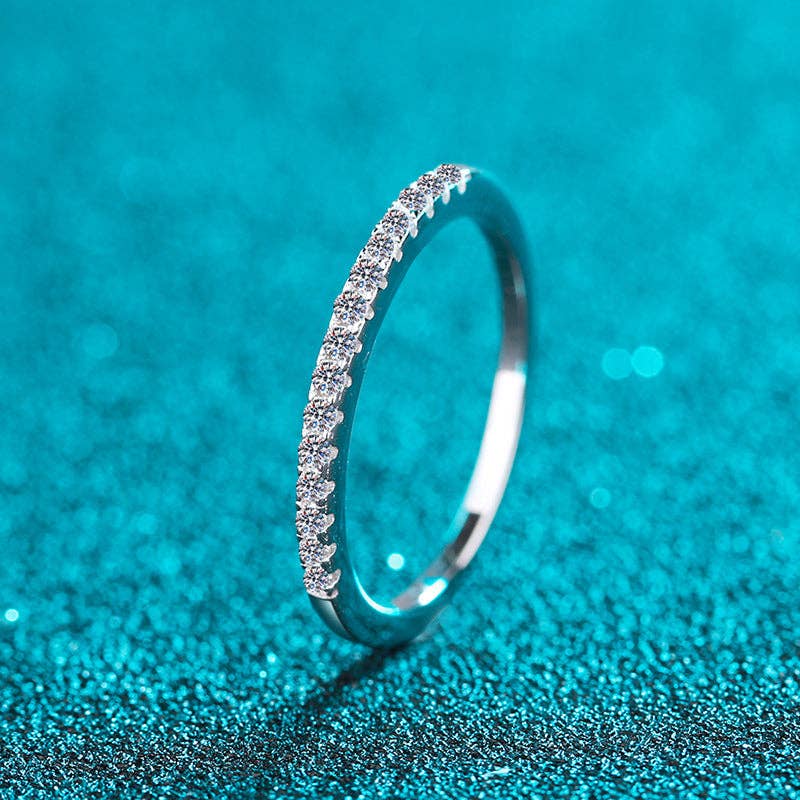 Moissanite Pave Engagement Band in 925 Sterling Silver