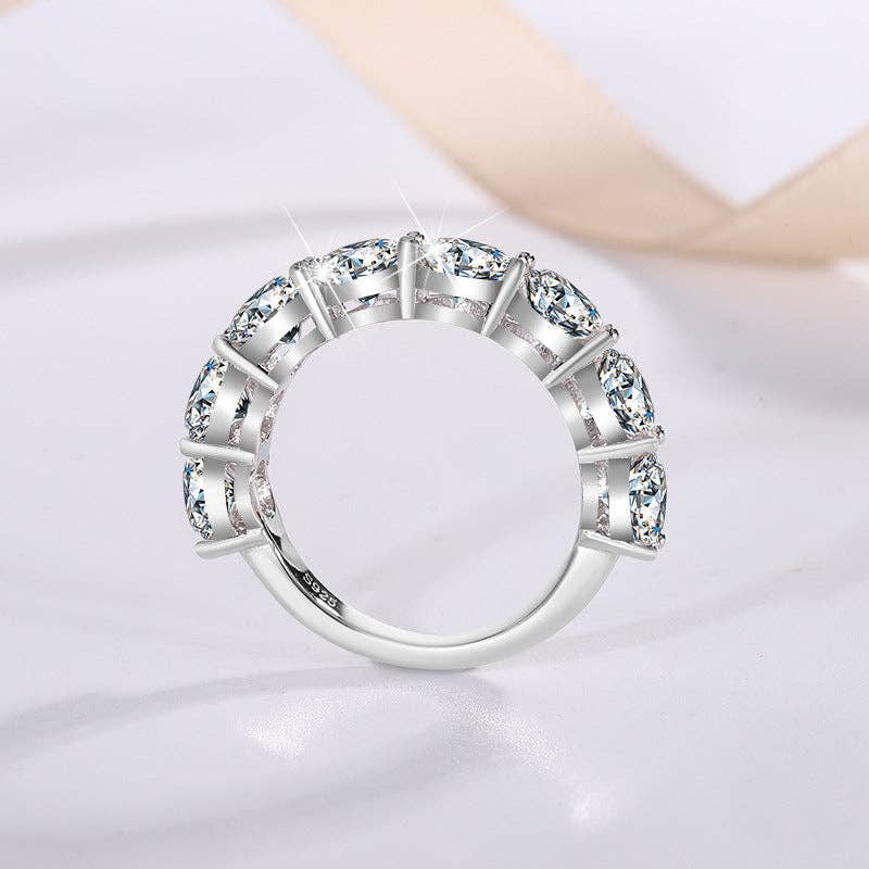 Eight Moissanite Band Stacker Ring in 925 Sterling Silver
