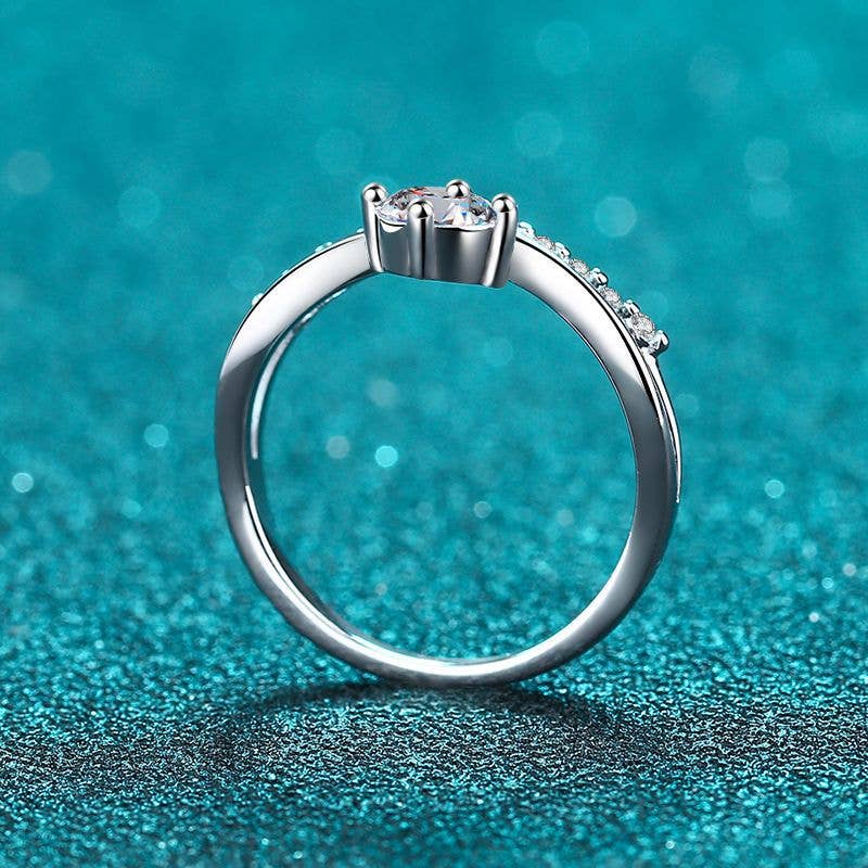 Four-Prong Moissanite Engagement Ring in 925 Sterling Silver