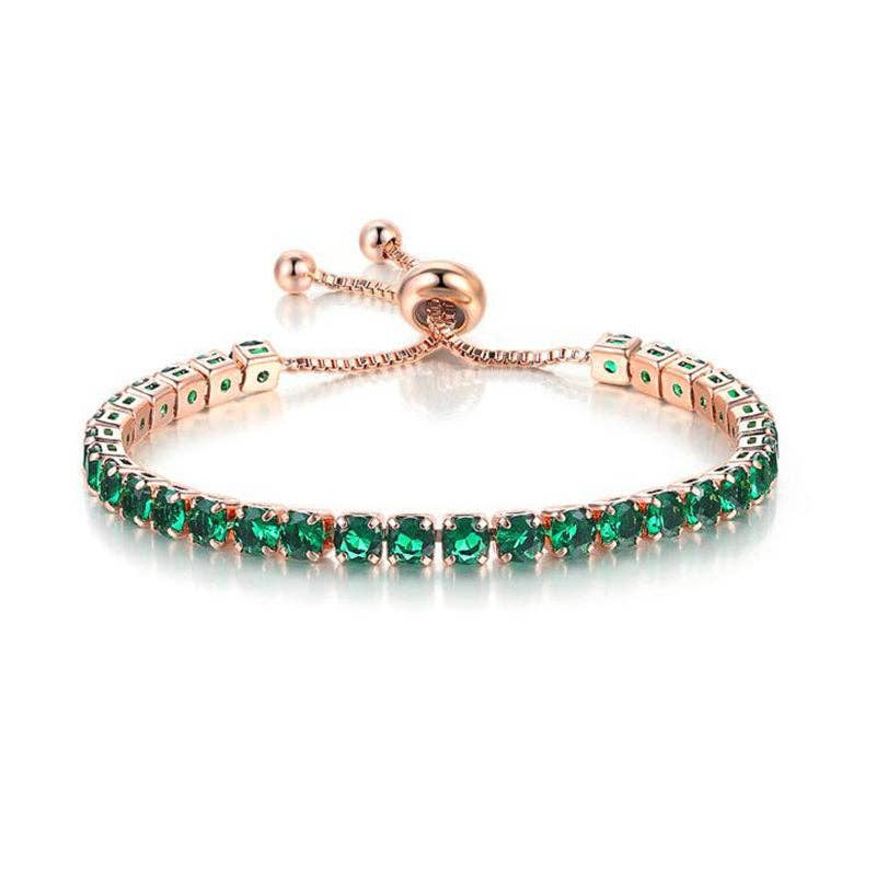 Birthstone Colorful Tennis Bracelet Lariat Adjustable