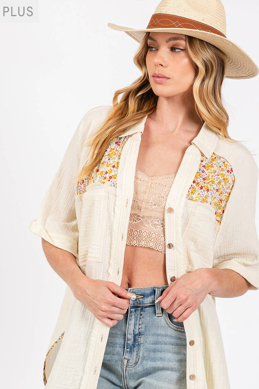 SUMMER BOHO GAUZ WITH FLORAL PRINT