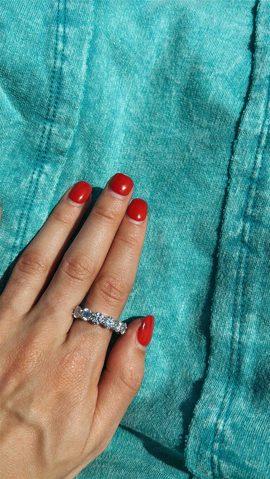 Moissanite Band Stacker Ring in 925 Sterling Silver  – Queen Bee Boutique