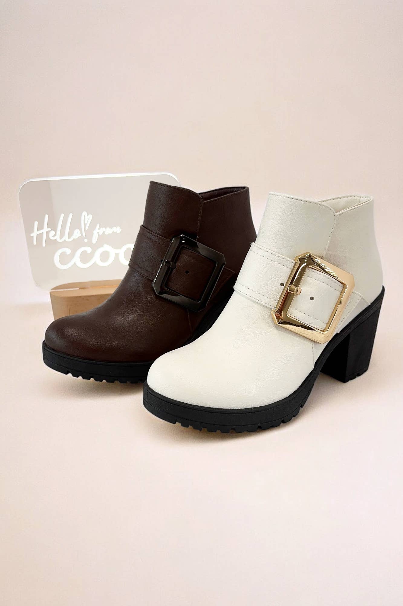 Brown Chunky Bootie Big Buckle