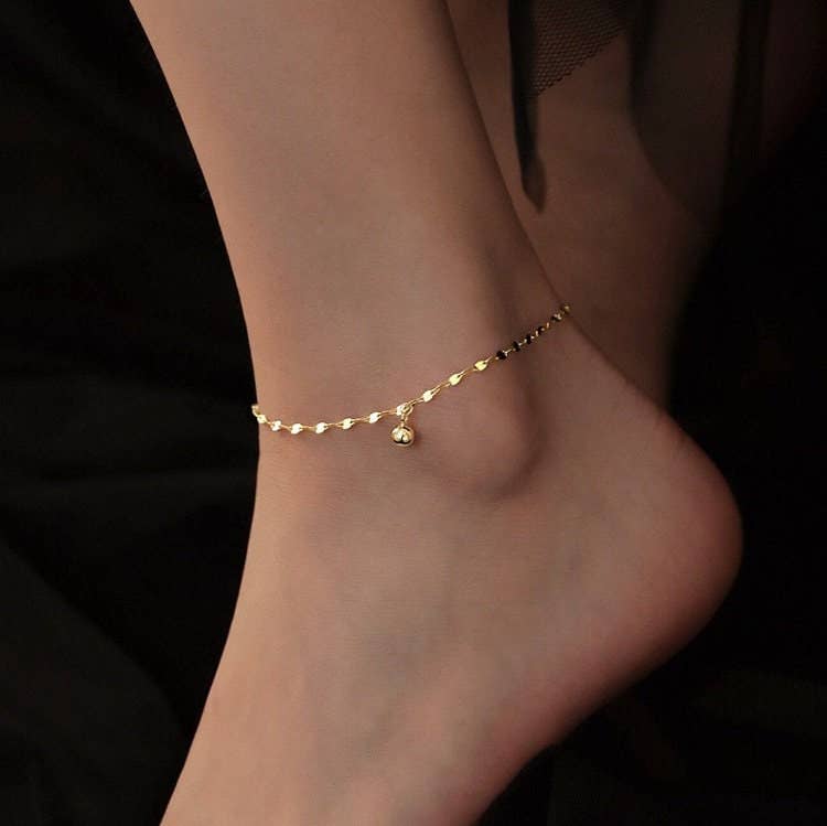 Dainty Ball Ankle Bracelet Anklet in 925 Sterling Silver