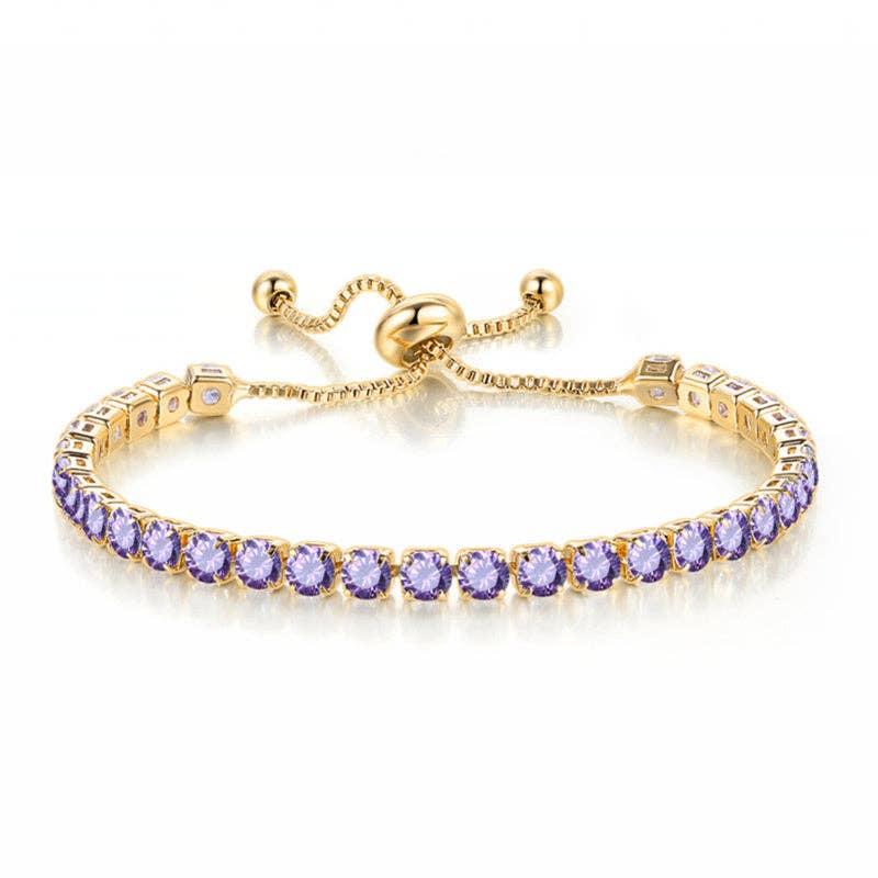 Birthstone Colorful Tennis Bracelet Lariat Adjustable