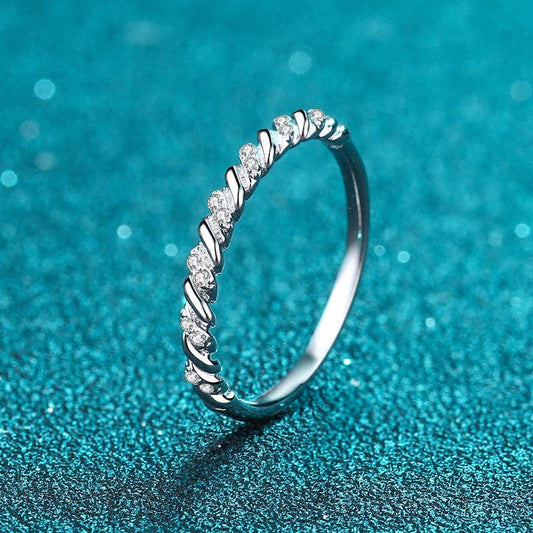 Twist Band Moissanite Engagement Ring in 925 Sterling Silver