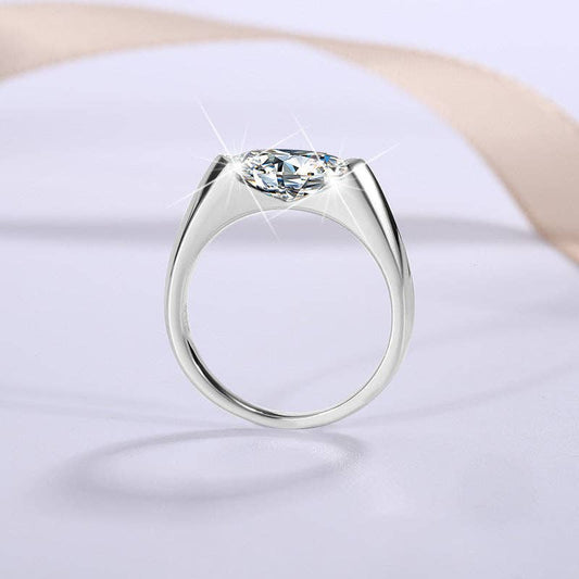 Marquise East to West  Moissanite  Ring in Sterling