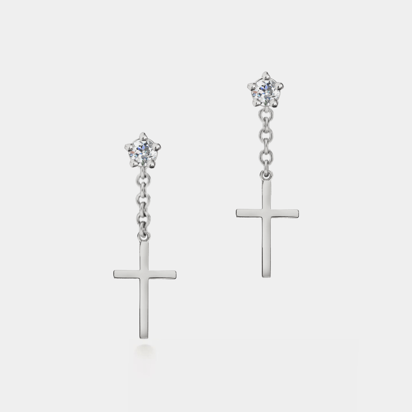 Dainty Cross Dangle Drop Earrings in 925 Sterling Silver