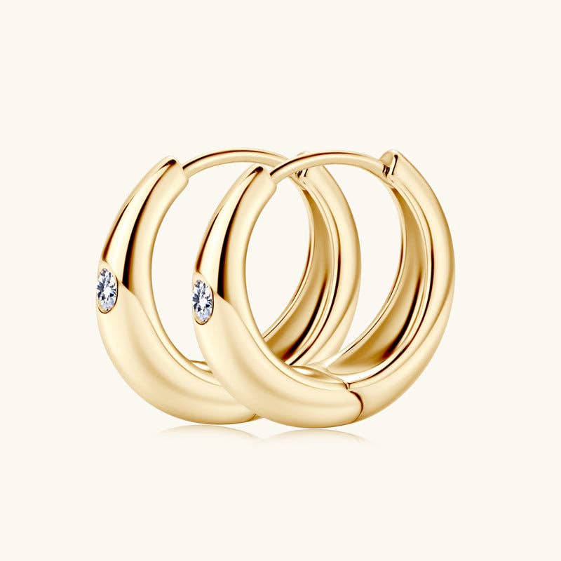 Moissanite Golden Hoop Earrings in 925 Sterling Silver Vermeil