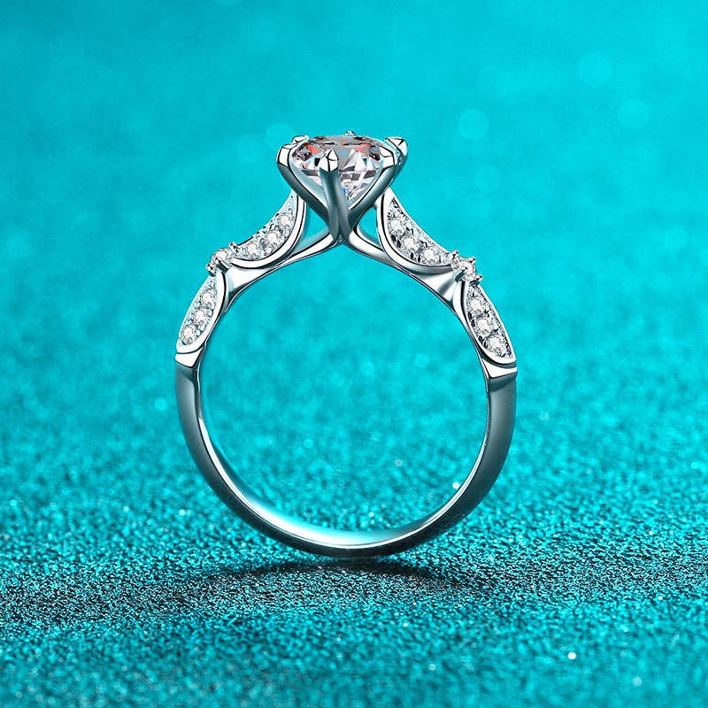 Intricate Moissanite Engagement Wedding Ring in 925 Sterling Silver