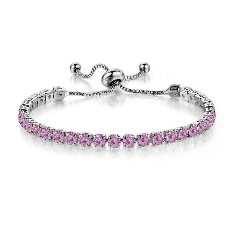 Birthstone Colorful Tennis Bracelet Lariat Adjustable