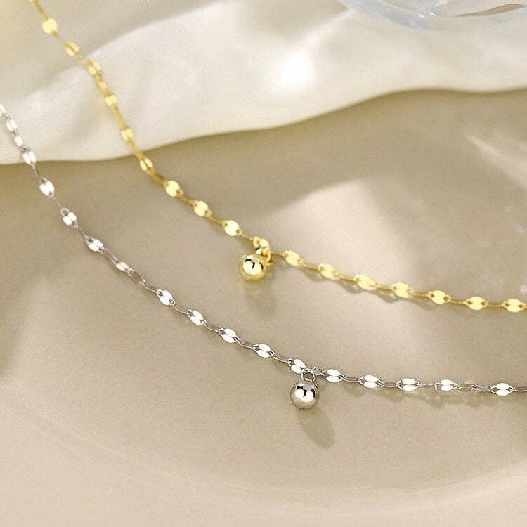 Dainty Ball Ankle Bracelet Anklet in 925 Sterling Silver