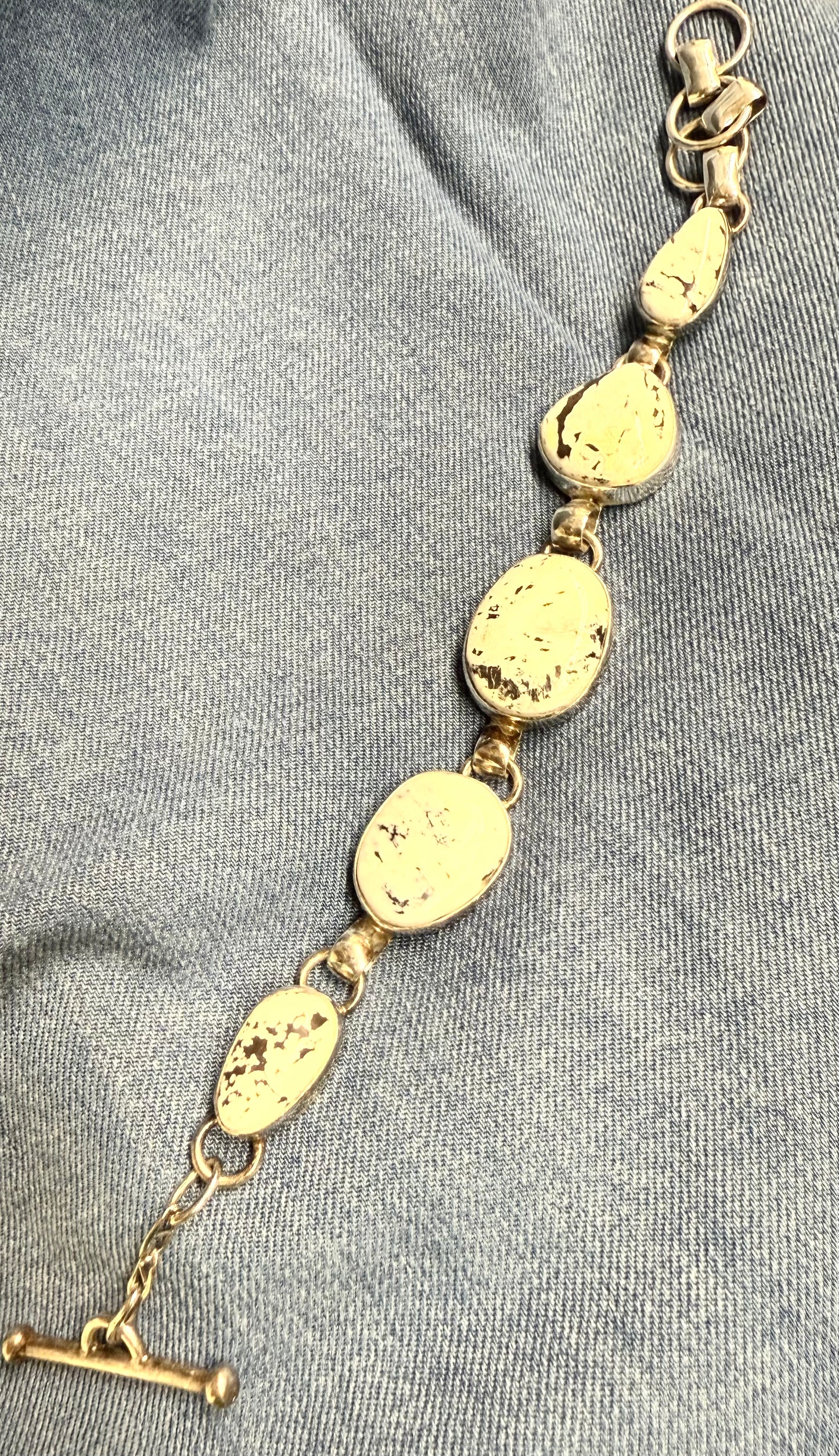 5 Stone White Buffalo Sterling Silver Toggle Bracelet – Queen Bee Customs