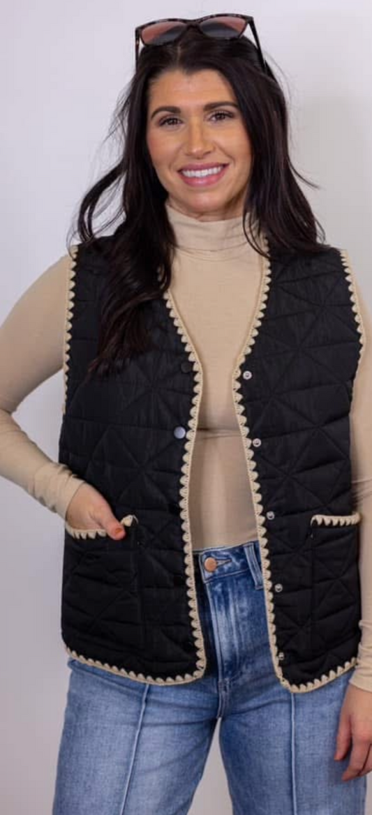 Bonfire Favorite Black Quilted Vest