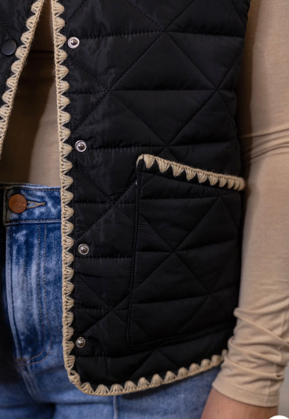 Bonfire Favorite Black Quilted Vest
