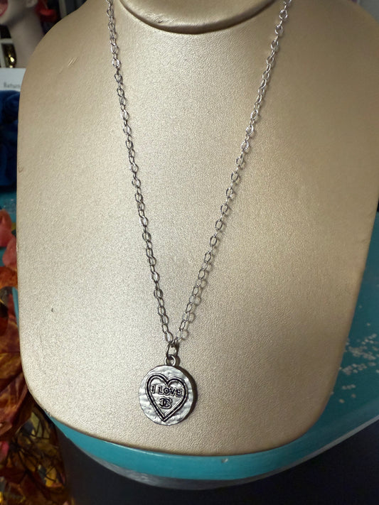 Silver Heart Pendant Necklace – “I Love” Design
