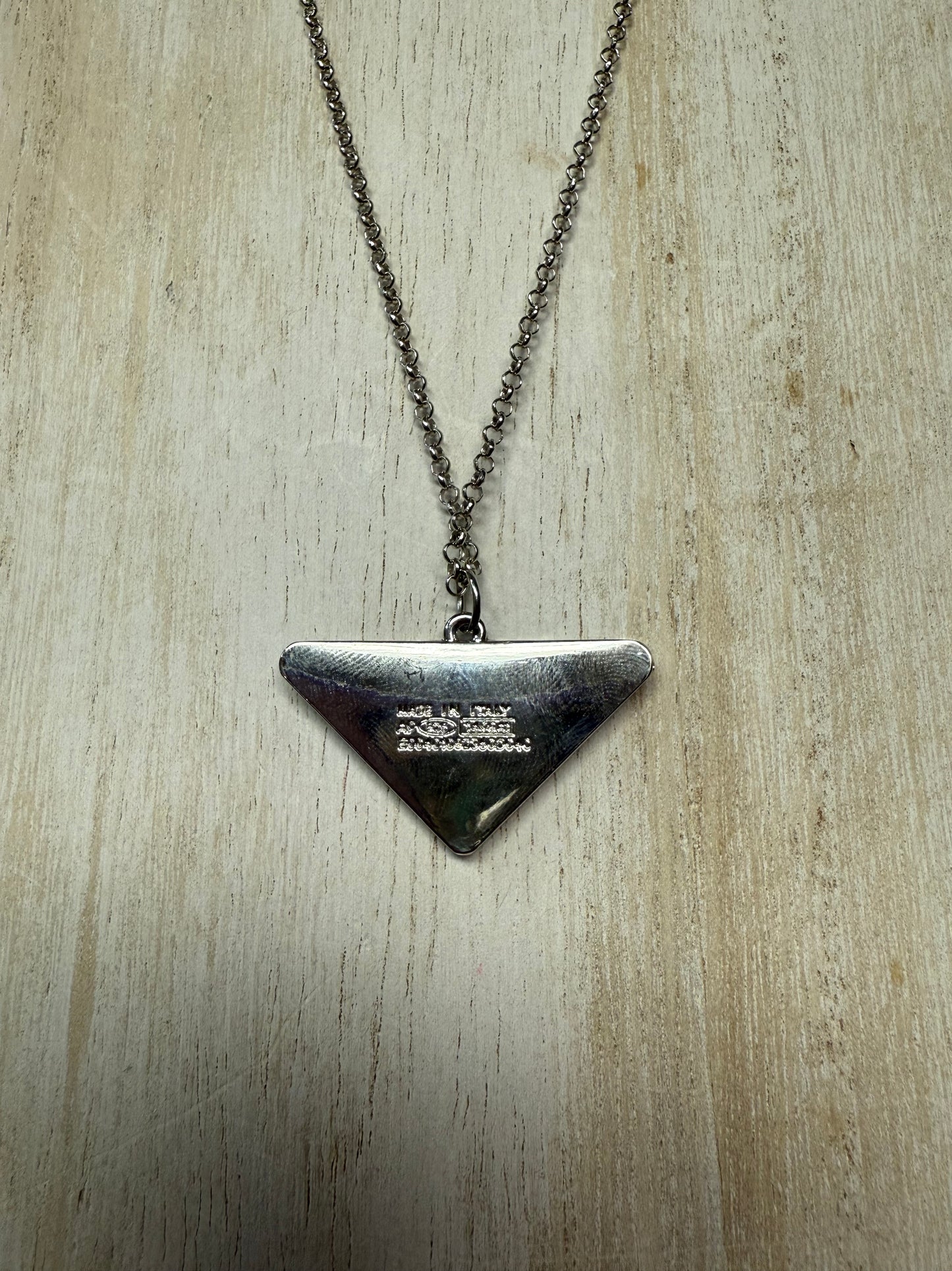 Mint Triangle Pendant Necklace – Silver Tone Chain