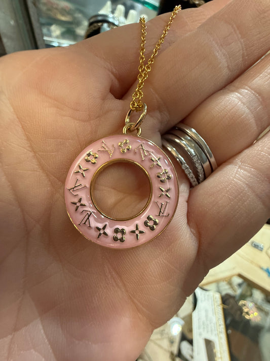 Pink Donut Pendant Necklace