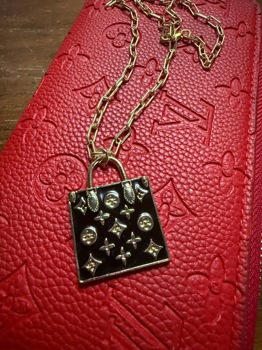 Black Goldstone Purse Necklace