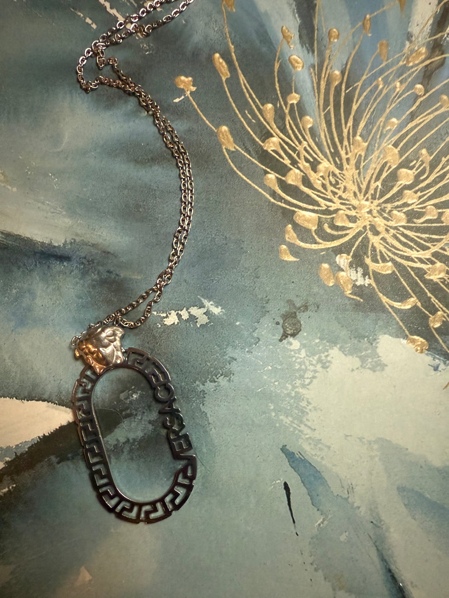 Silver Open Oval Pendant Necklace