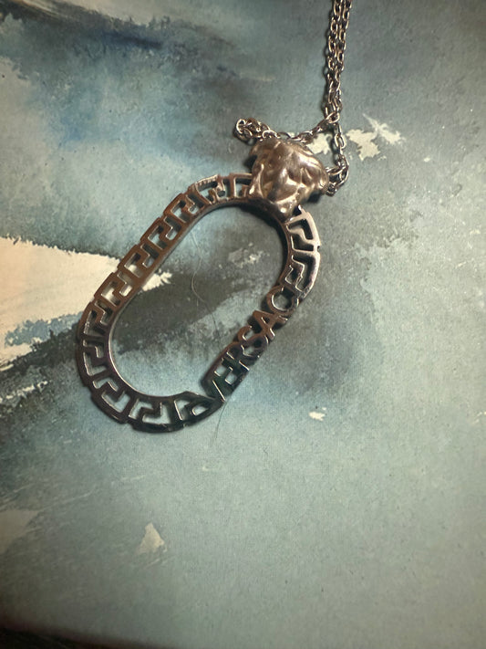 Silver Open Oval Pendant Necklace
