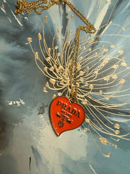 Orange GoldTone Heart Pendant