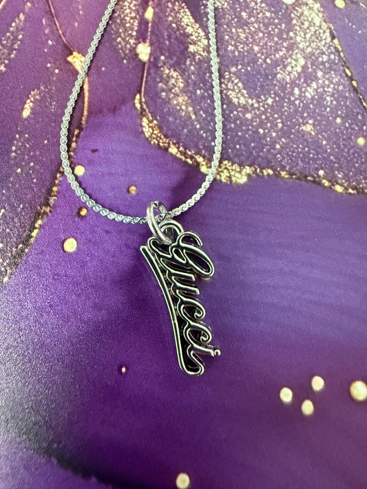Silvertone Script Name Necklace