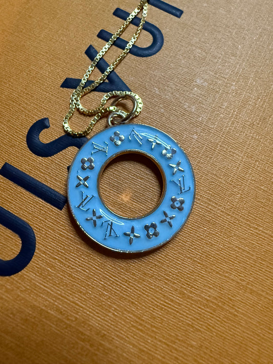 Baby Blue Donut Pendant Necklace