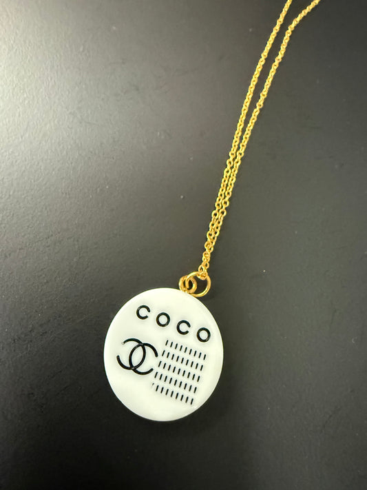 White Acrylic C Round Pendant