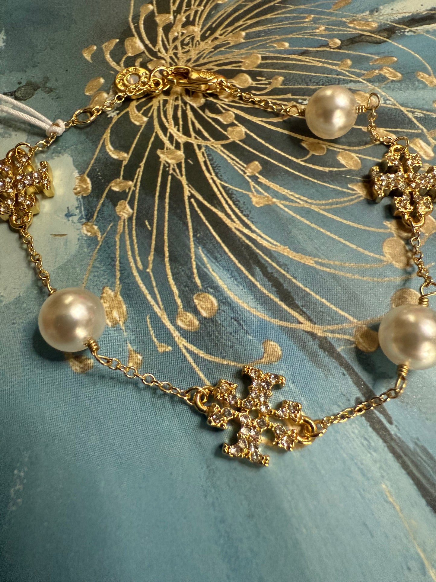 TB Pearl Crystal Chain Bracelet