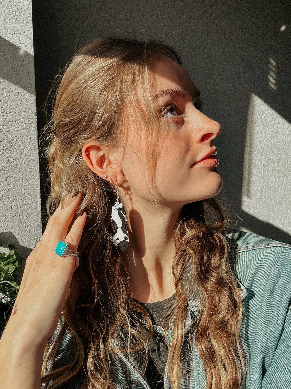 White Buffalo Slab Earrings – Handcrafted Statement Jewelry | QB Custom