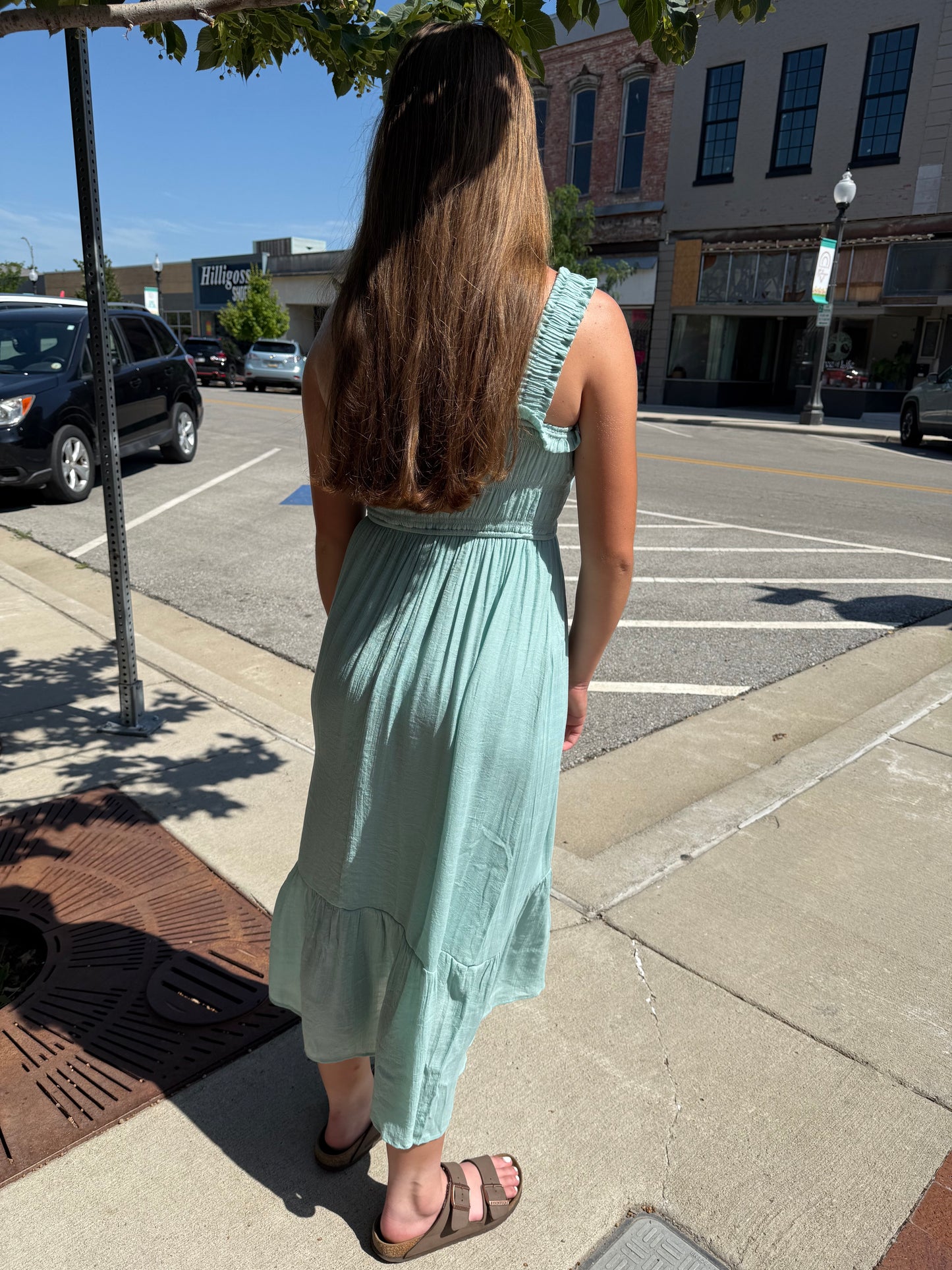 Summers End Midi Dress Button Details