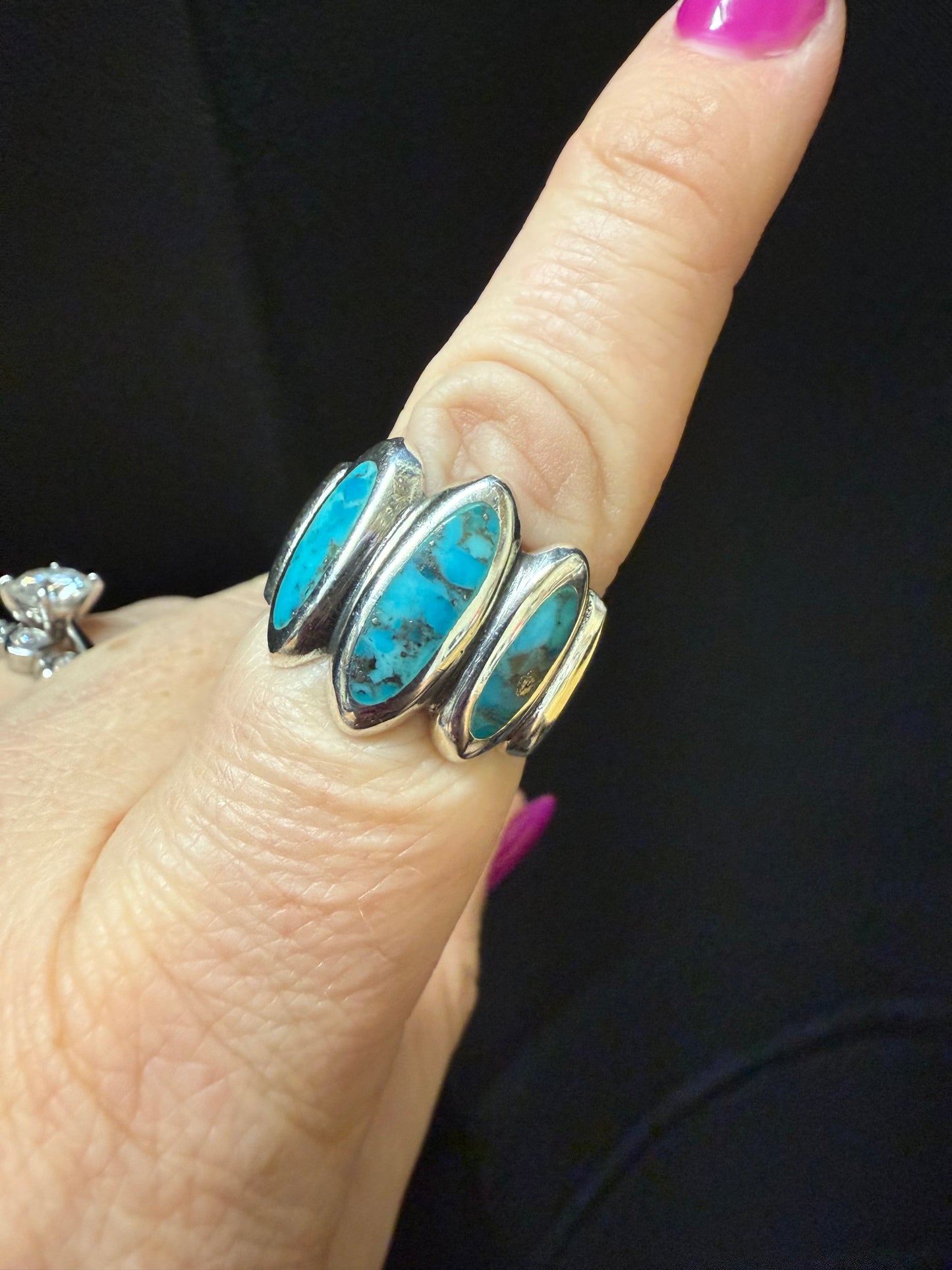 3 Point Turquoise Sterling Ring
