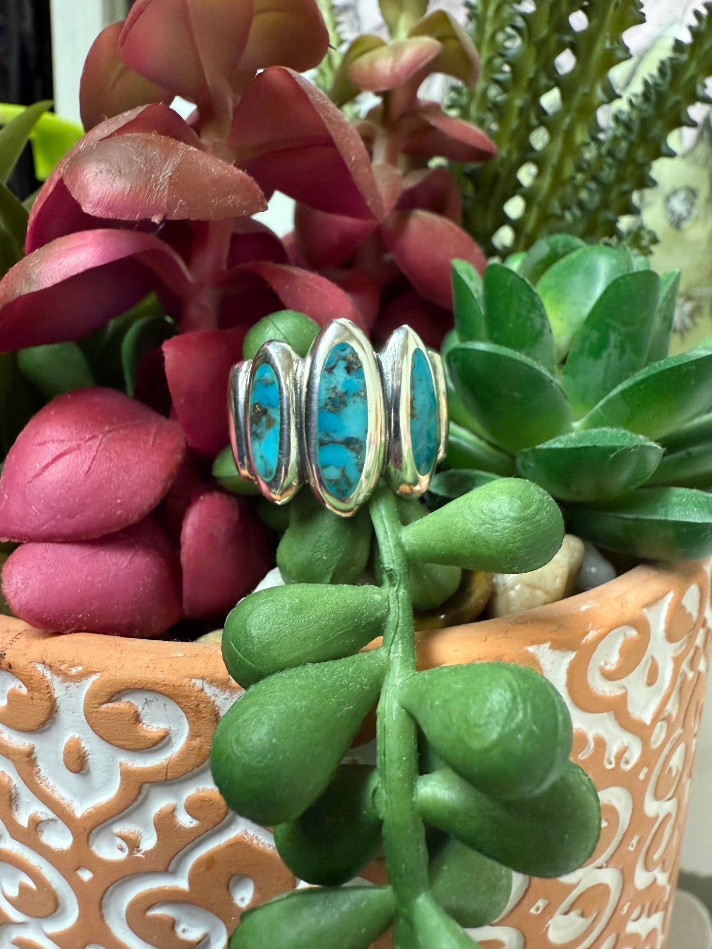 3 Point Turquoise Sterling Ring
