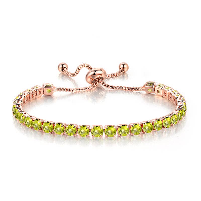 Birthstone Colorful Tennis Bracelet Lariat Adjustable