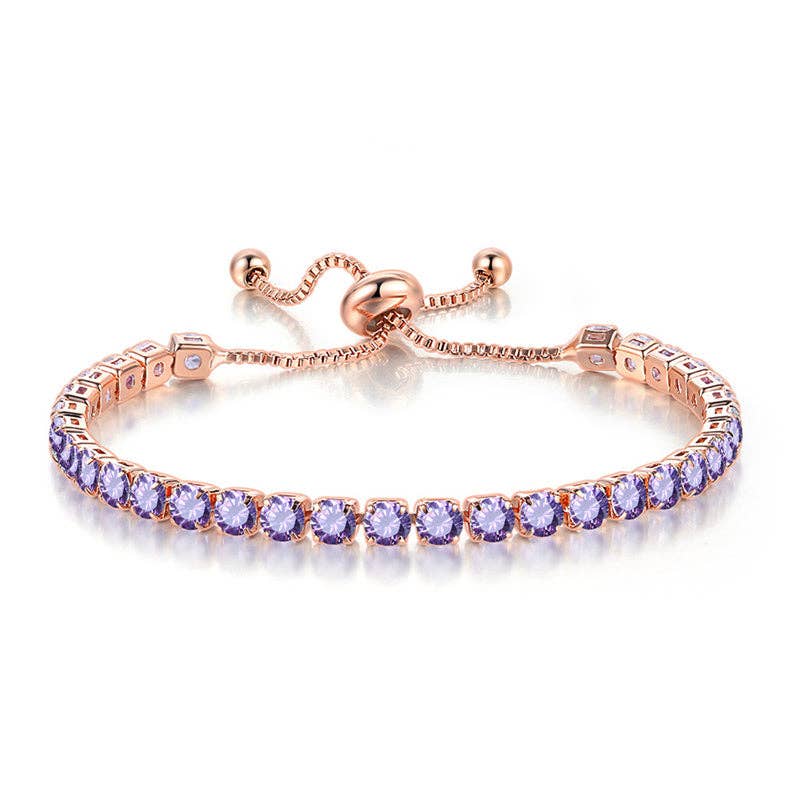 Birthstone Colorful Tennis Bracelet Lariat Adjustable