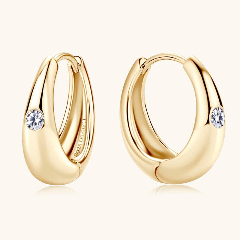 Moissanite Golden Hoop Earrings in 925 Sterling Silver Vermeil