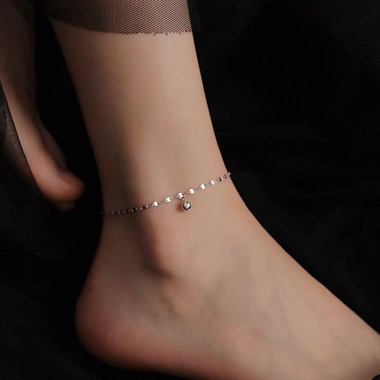 Dainty Ball Ankle Bracelet Anklet in 925 Sterling Silver