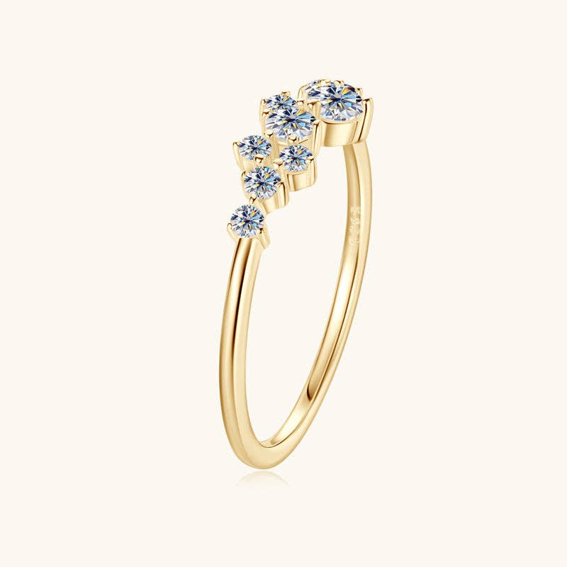 Moissanite Star Cluster Ring in 925 Sterling Silver