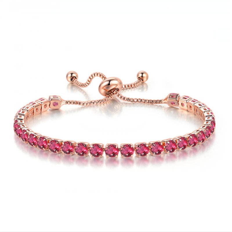 Birthstone Colorful Tennis Bracelet Lariat Adjustable