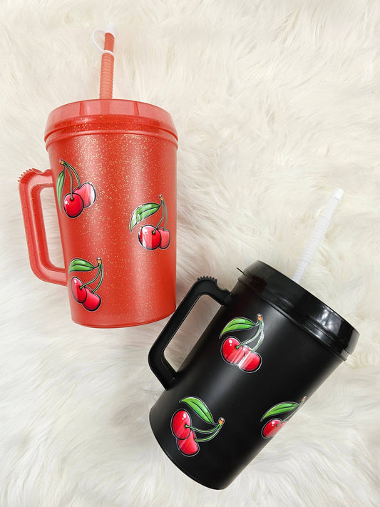 'Red Cherry' Full UV Wrap Mega Trucker Mug 34oz