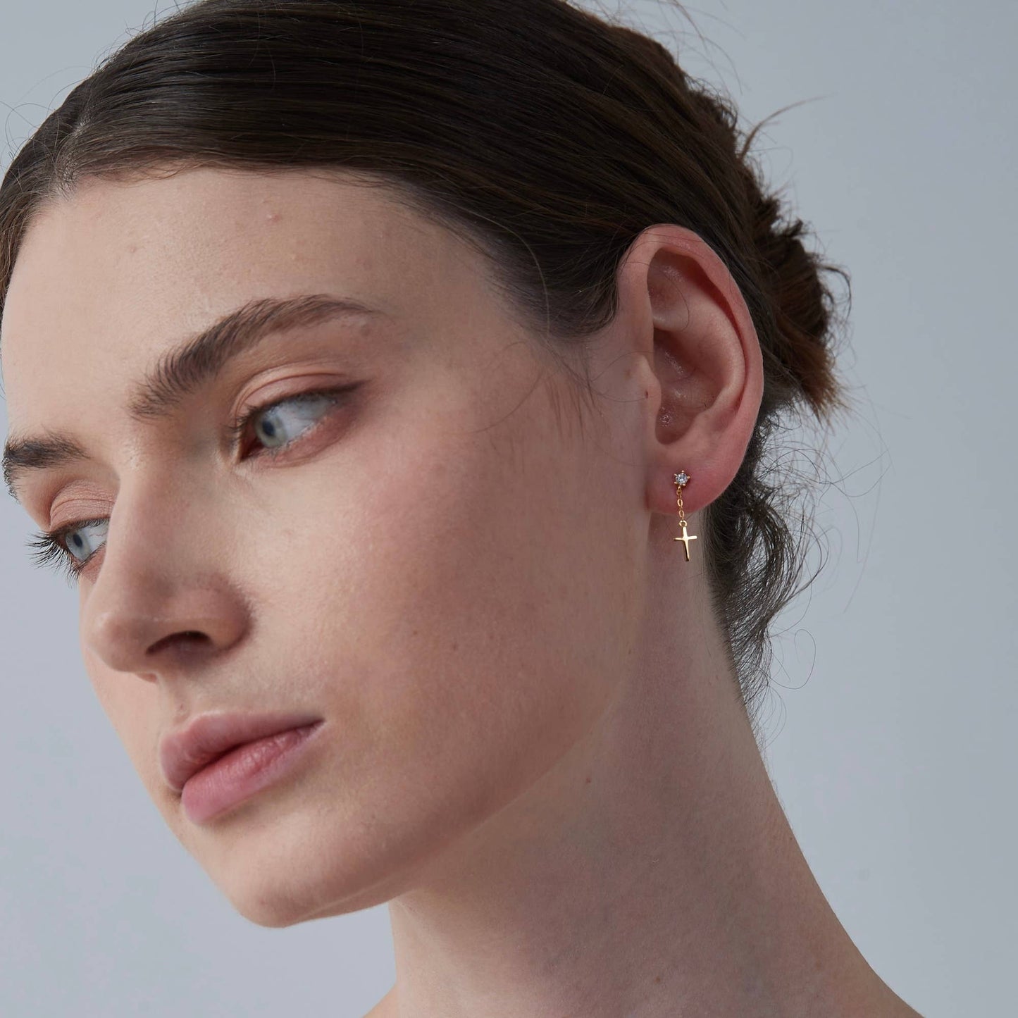 Dainty Cross Dangle Drop Earrings in 925 Sterling Silver